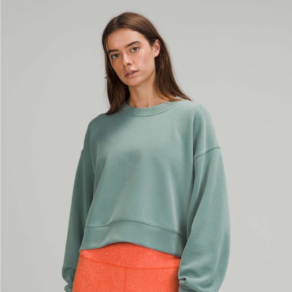 Lululemon Perfectly Oversized Cropped Crew Softstreme - Tidewater Teal - Size 12 - Picture 1 of 3